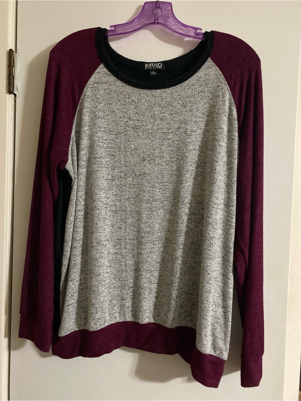 Buffalo David Bitton Colorblock Pullover in Gray and Burgundy